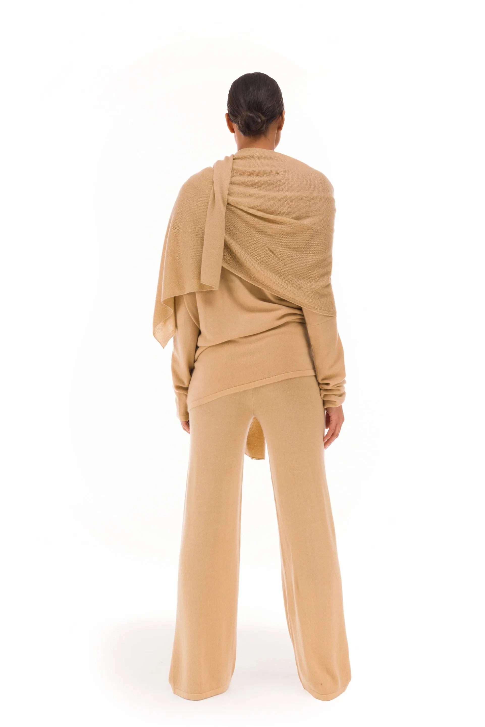 100% CASHMERE KNITTED SCARF HONEY