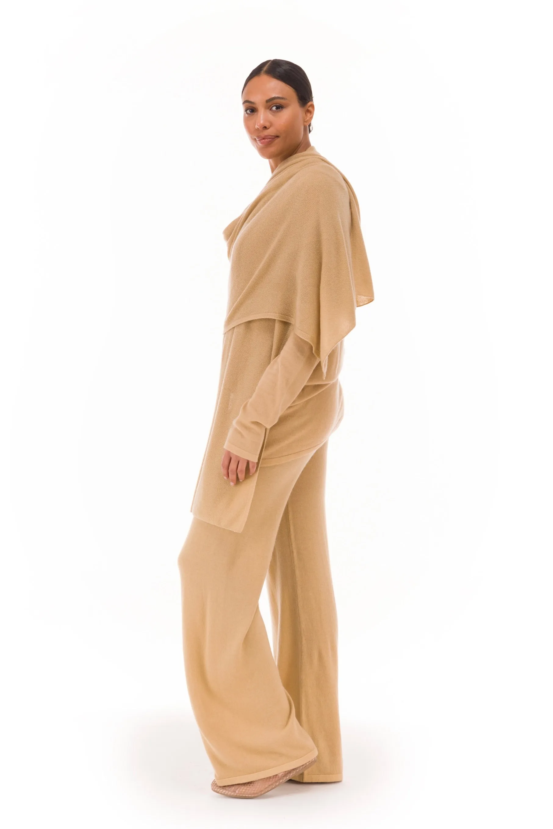 100% CASHMERE KNITTED SCARF HONEY