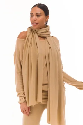 100% CASHMERE KNITTED SCARF HONEY
