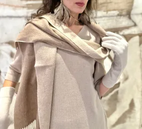 100% Cashmere Scarf Double-Sided oatmeal/cream