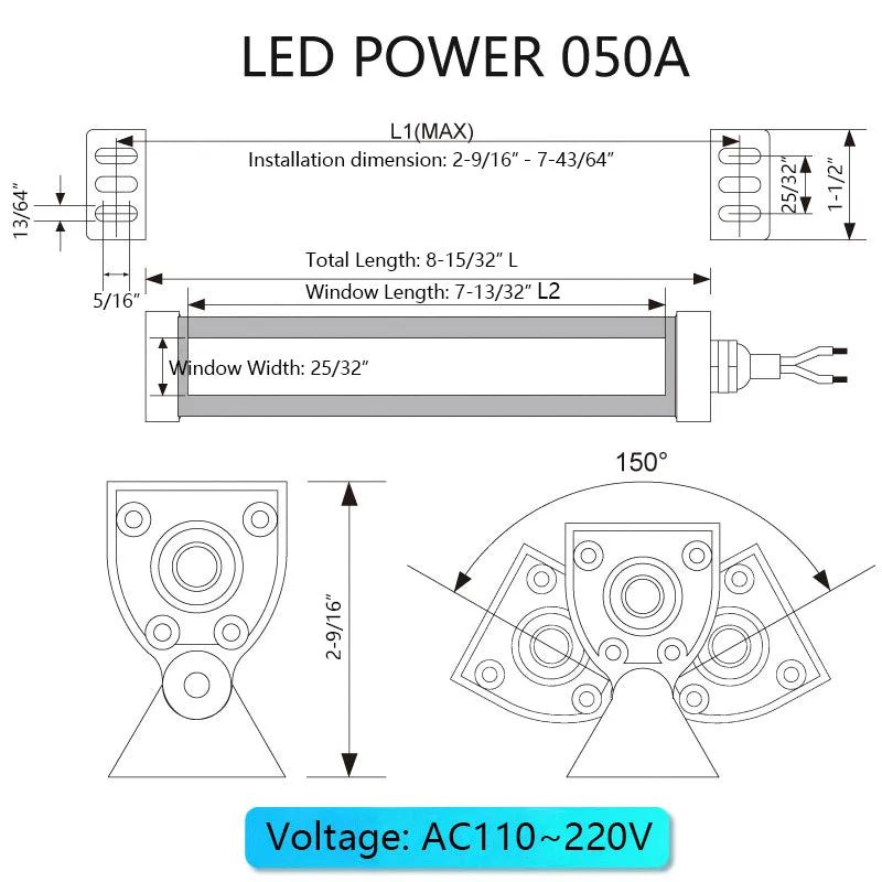 10w LED Tube Light for CNC and Manual Machines 110-220V