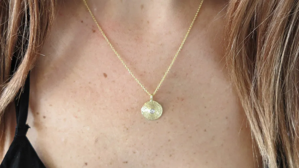 14K Gold Disc with Diamond