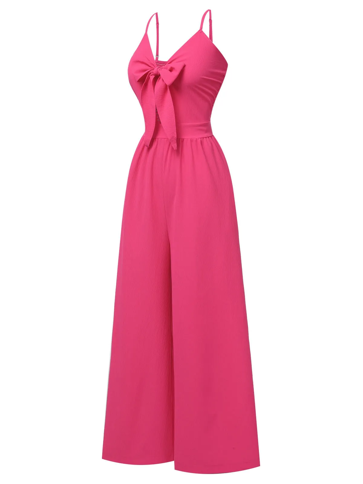 1950s Chest Bow Spaghetti Strap Jumpsuit