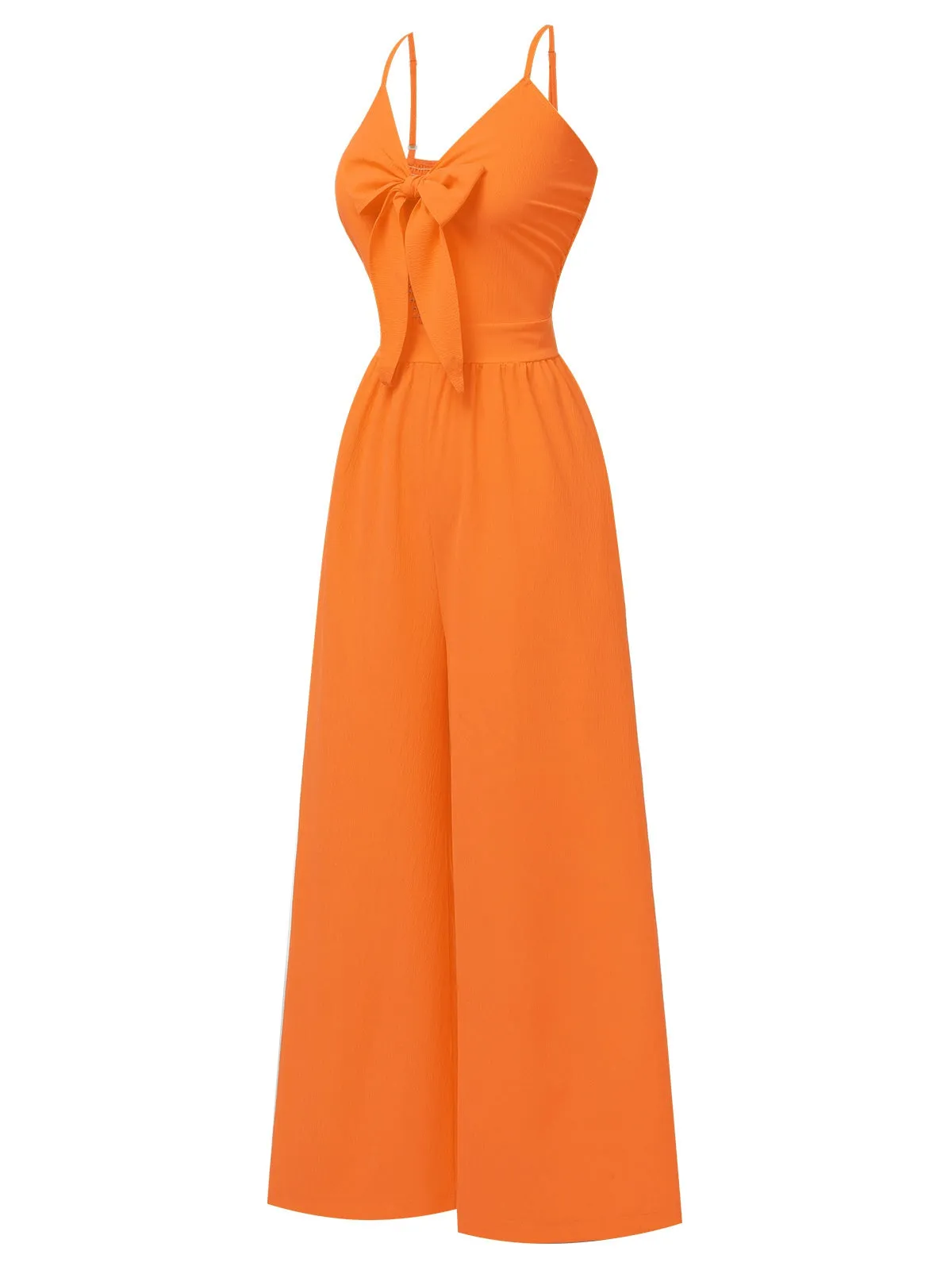 1950s Chest Bow Spaghetti Strap Jumpsuit
