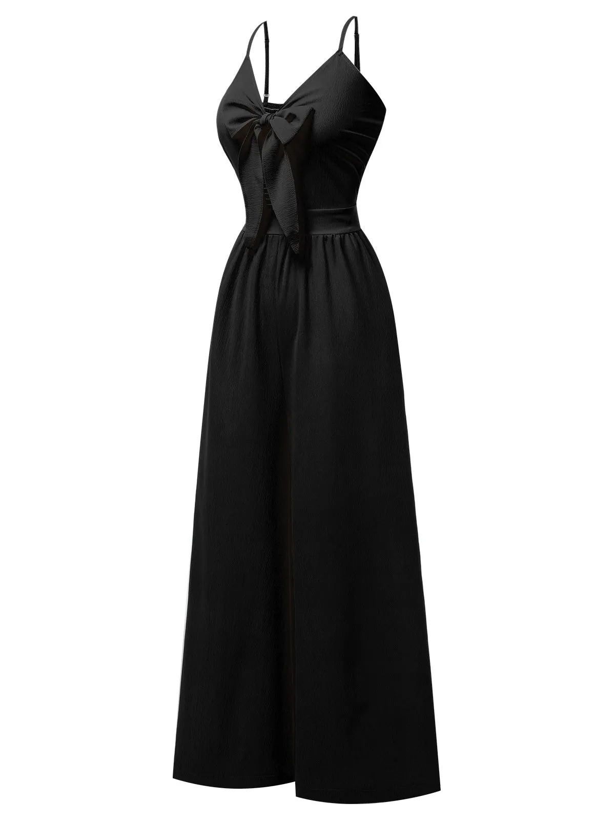 1950s Chest Bow Spaghetti Strap Jumpsuit