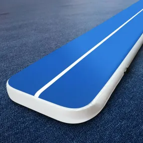 20cm Thick Inflatable Air Track Mat, 5m x 1m, Anti-Slip Surface, Gymnastic Tumbling - Blue and White
