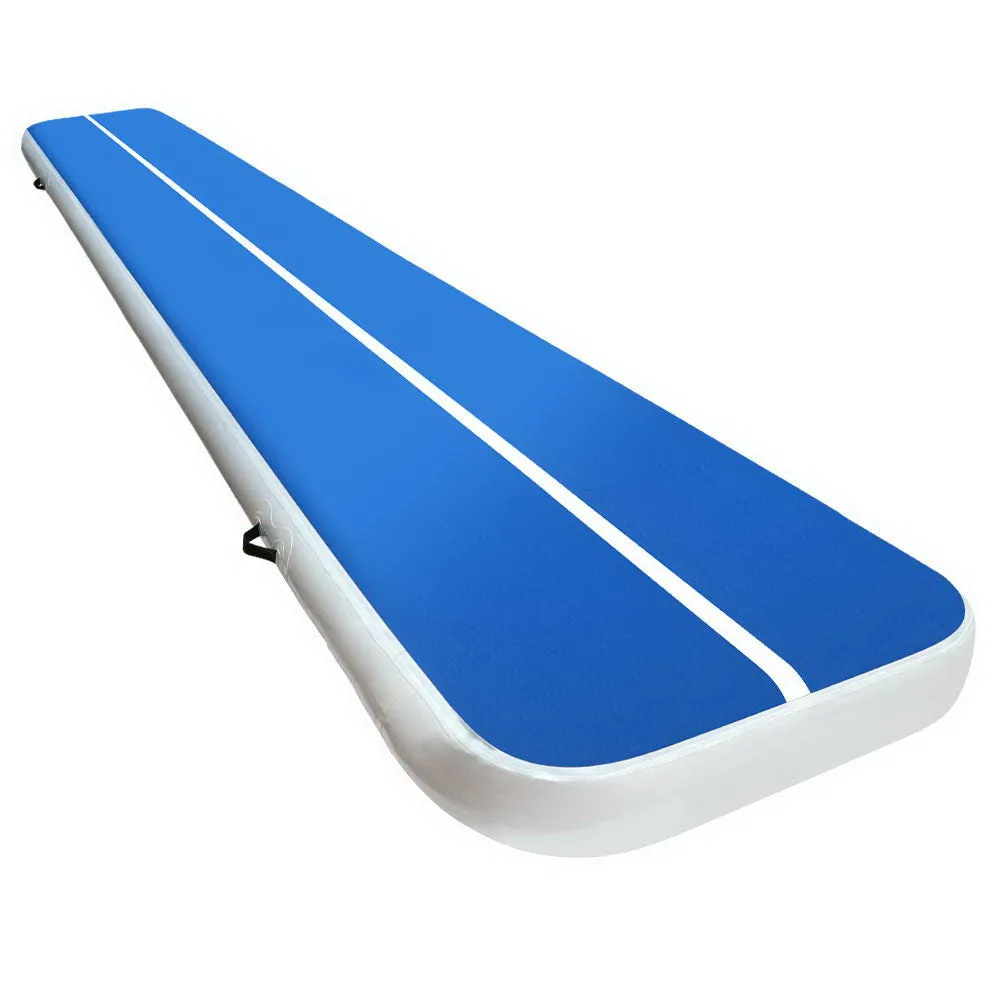20cm Thick Inflatable Air Track Mat, 5m x 1m, Anti-Slip Surface, Gymnastic Tumbling - Blue and White