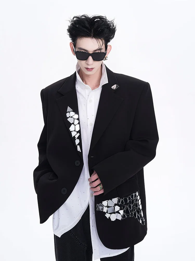 【24s Dec.】Niche Design Liquid Metal Suit Jacket