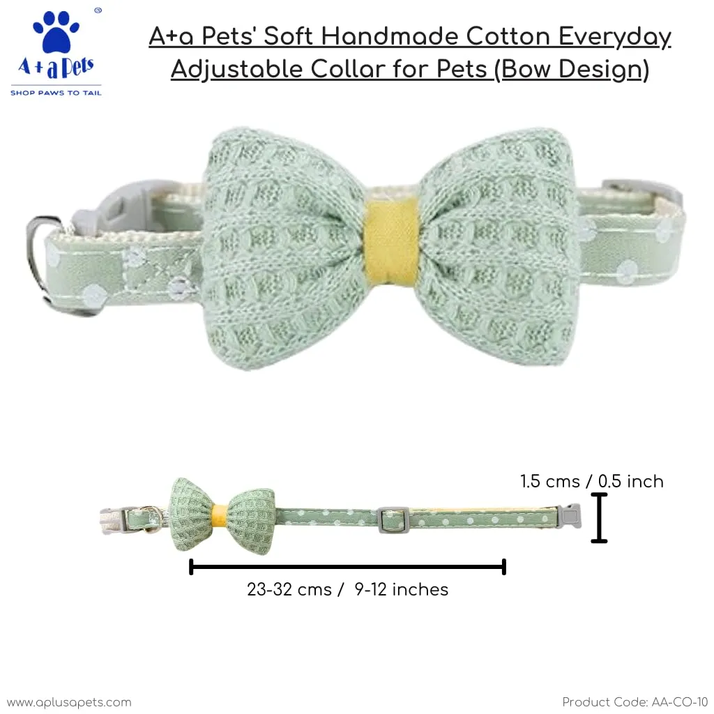 A a Pets' Bow Design Soft Handmade Adjustable Cat Collar - Yellow
