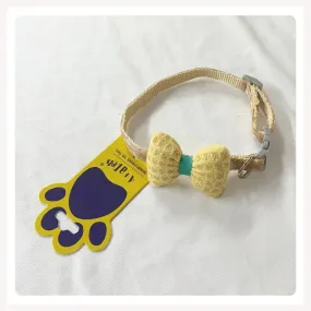 A a Pets' Bow Design Soft Handmade Adjustable Cat Collar - Yellow