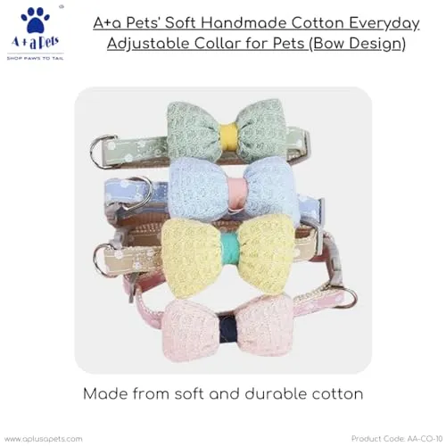 A a Pets' Bow Design Soft Handmade Adjustable Cat Collar - Yellow