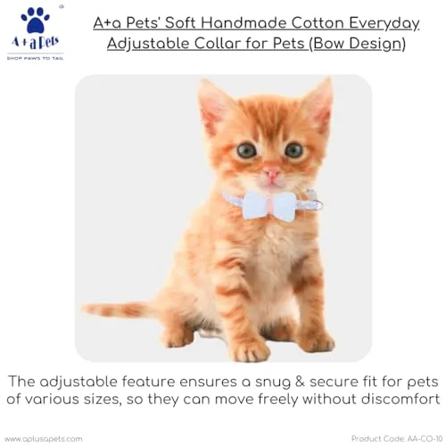 A a Pets' Bow Design Soft Handmade Adjustable Cat Collar - Yellow