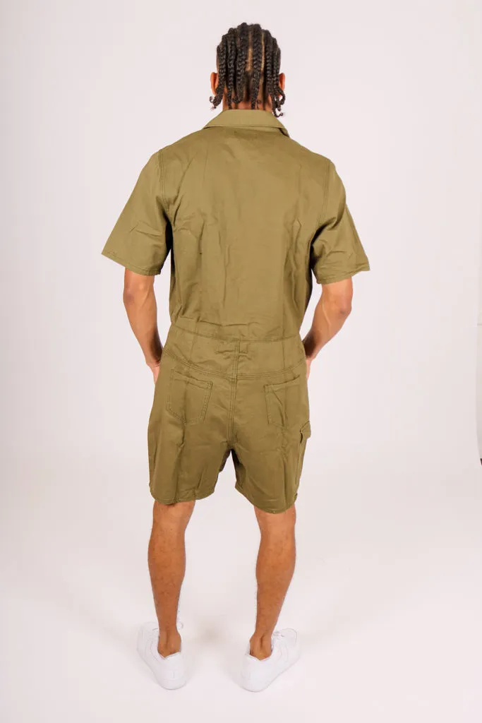 All-In-One Khaki Denim Jumpsuit