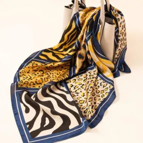 All Over Multi Patterned Satin Scarf