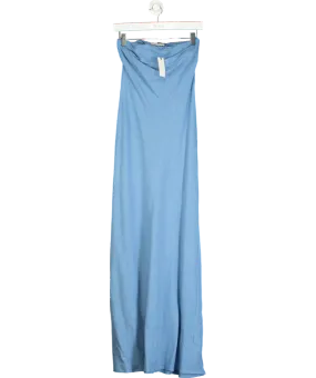 Anthropologie Blue The Fleur Strapless Linen-blend Maxi Slip Dress UK 8