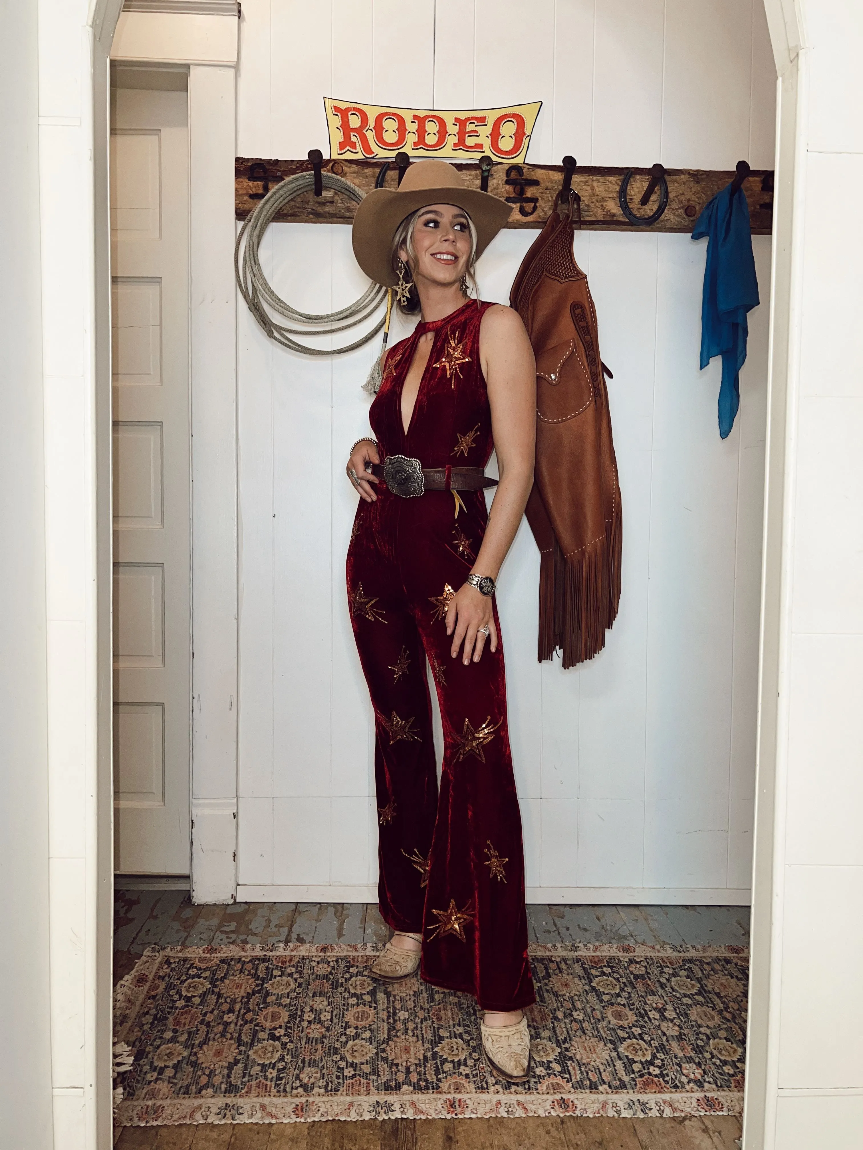 AS SEEN ON WEST DESPERADO!! Be a Star Velvet Jumpsuit