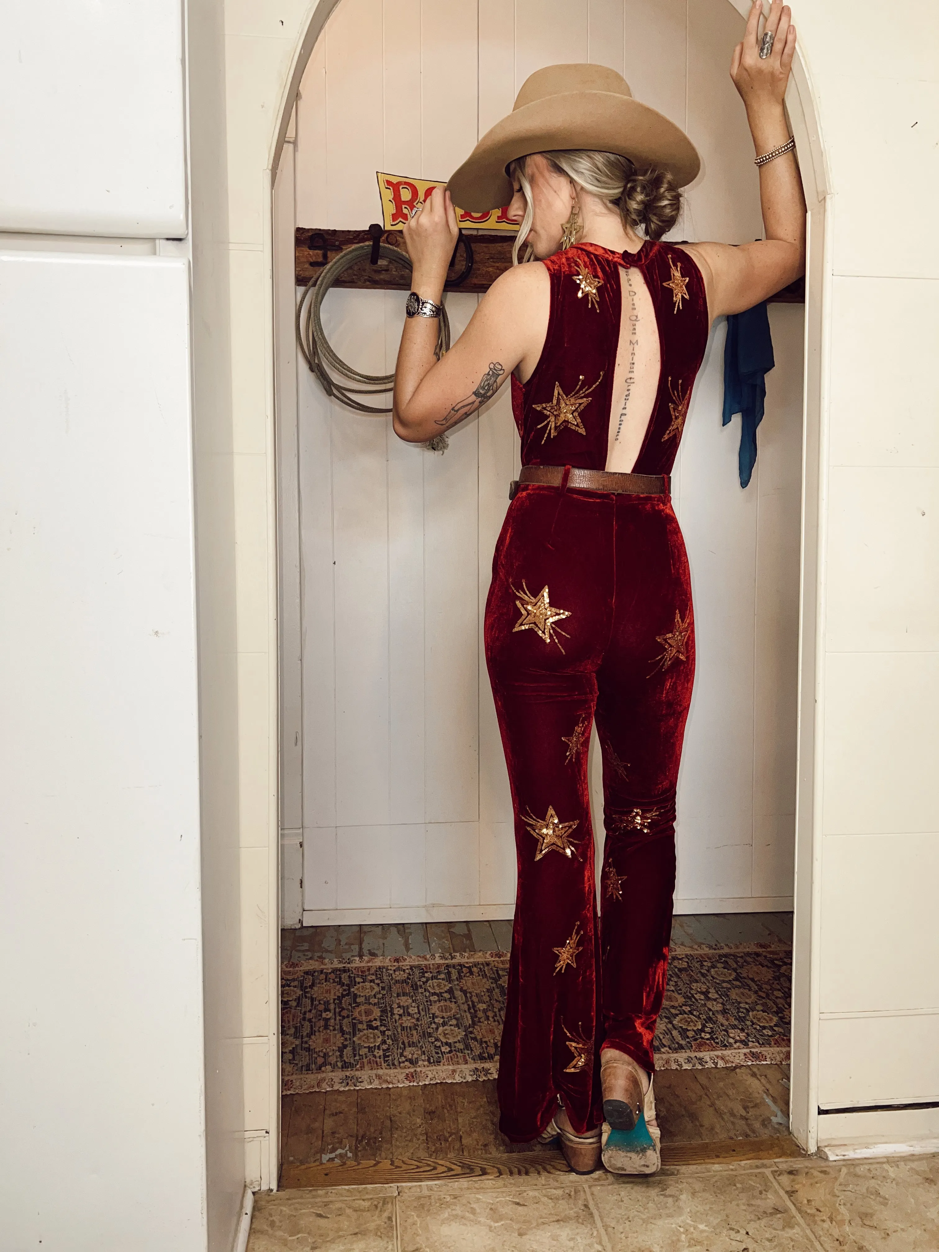 AS SEEN ON WEST DESPERADO!! Be a Star Velvet Jumpsuit