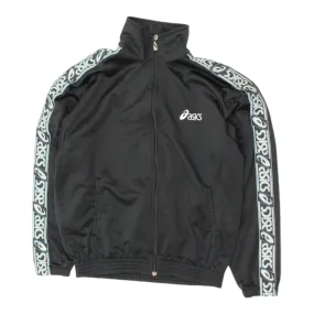Asics Mens Black Tape Logo Track Jacket | Vintage 90s Tracksuit Top Sportswear