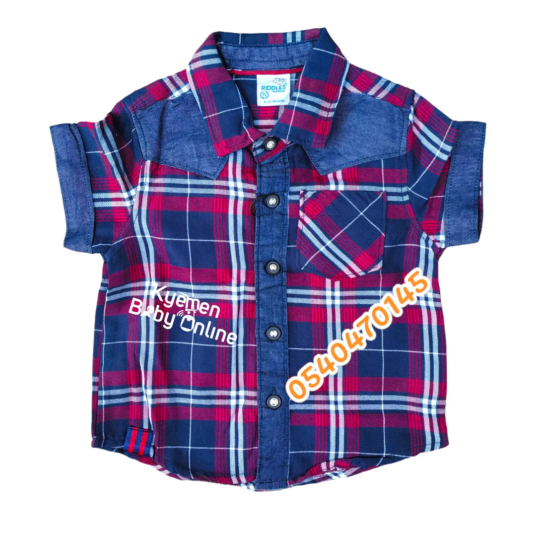Baby Boy Top(Riddles) Red Checked