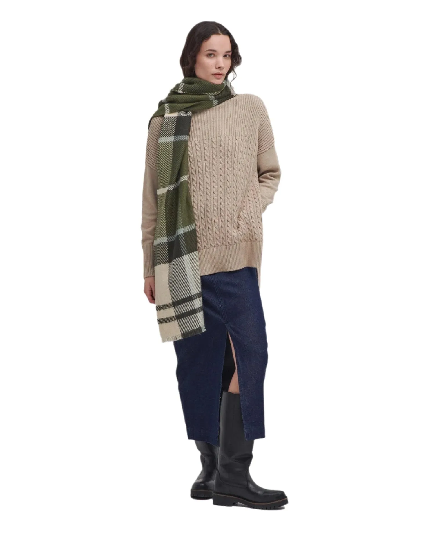 Barbour Womens Scarf Blair Tartan Ancient Loden