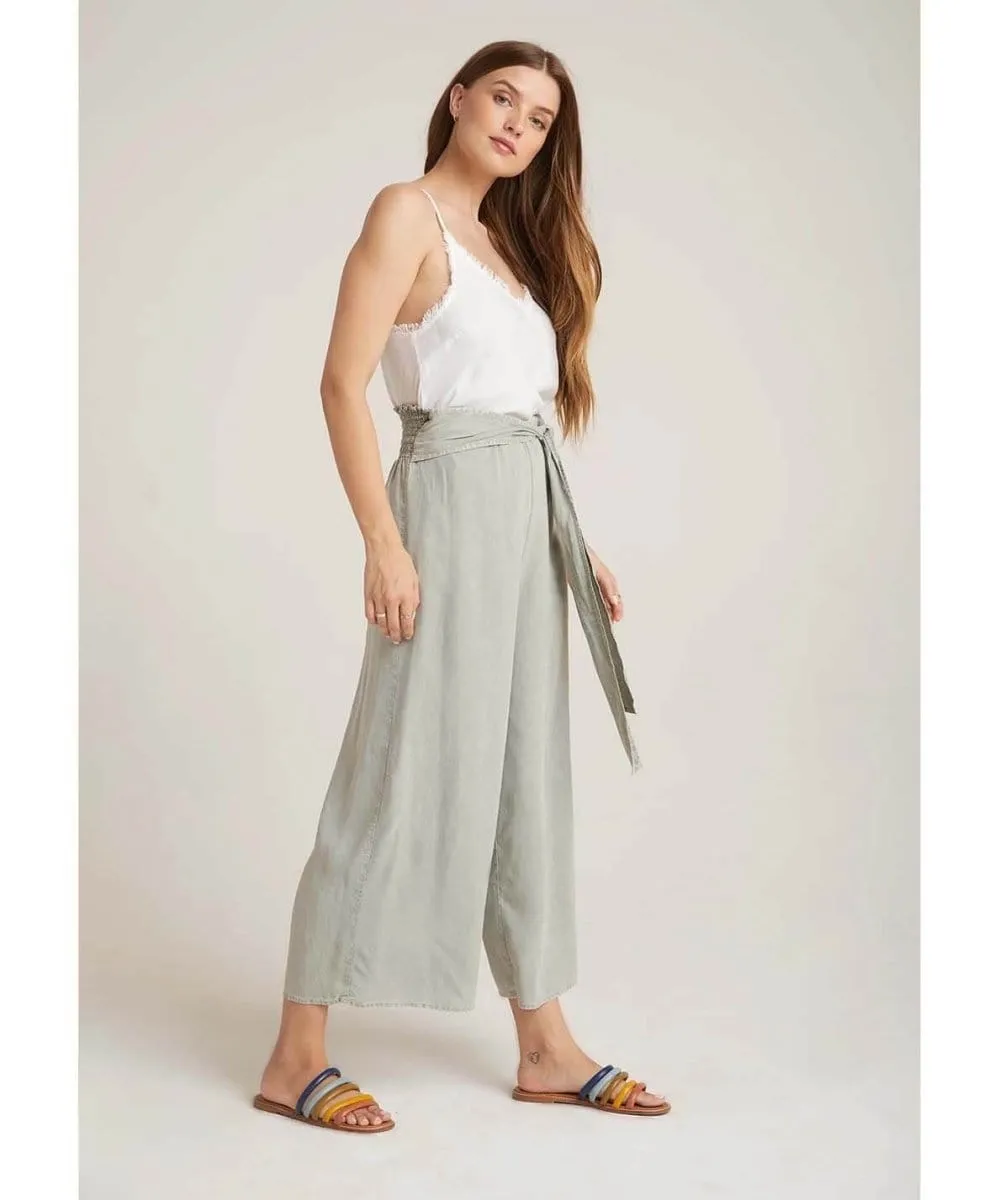 Belted High Waisted Crop Pant Worn Olive