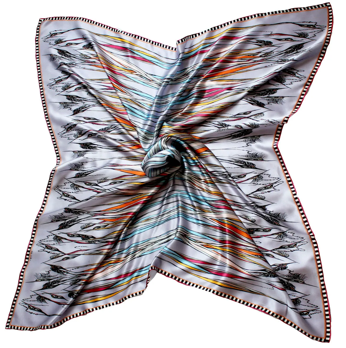 'Birds in the Reeds, 100% Silk, 110cm Square