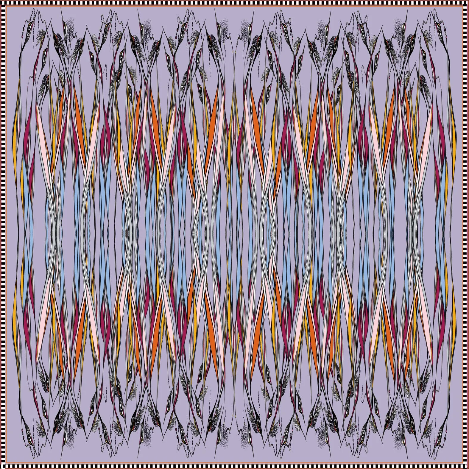 'Birds in the Reeds, 100% Silk, 110cm Square