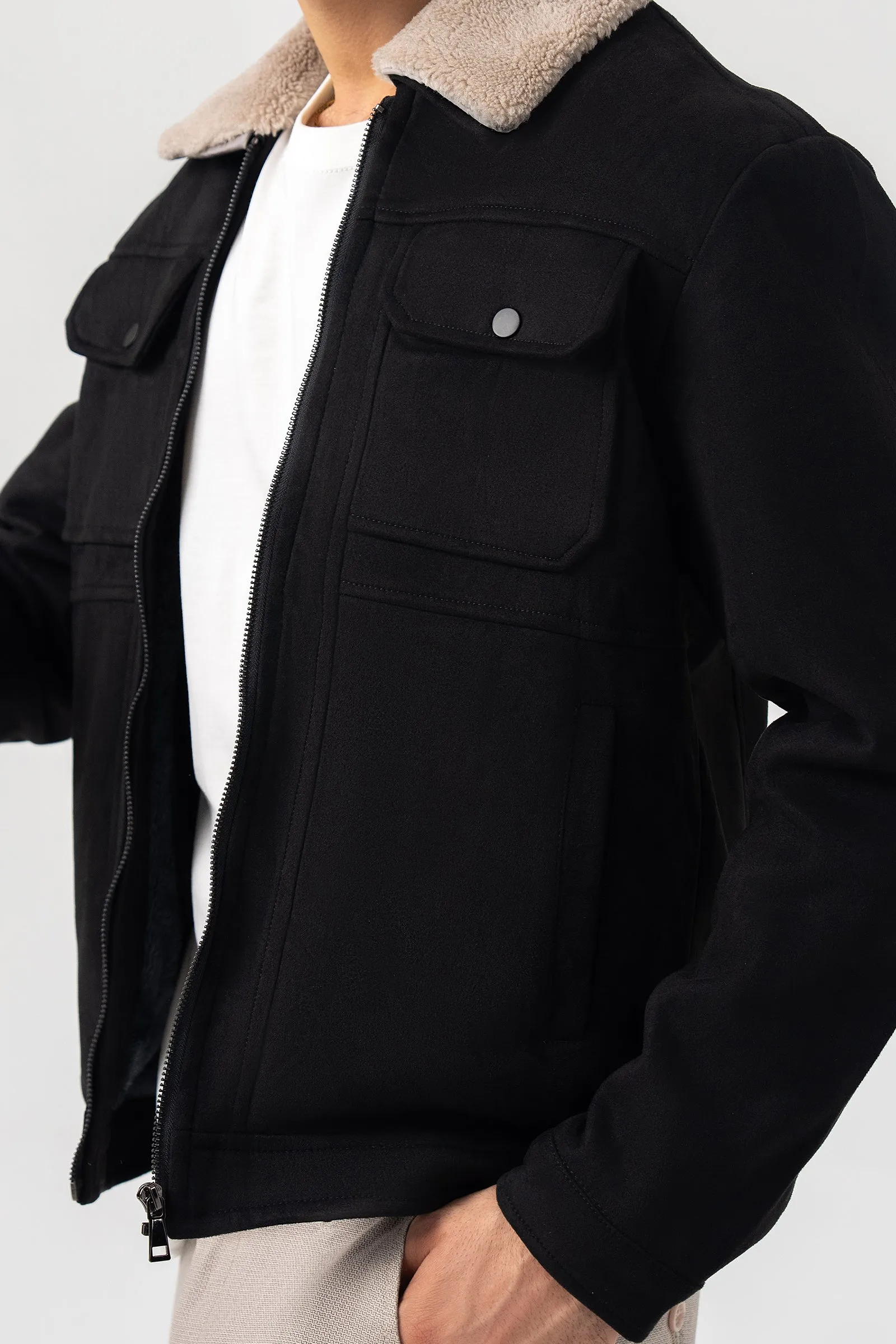 Black Faux Suede Jacket