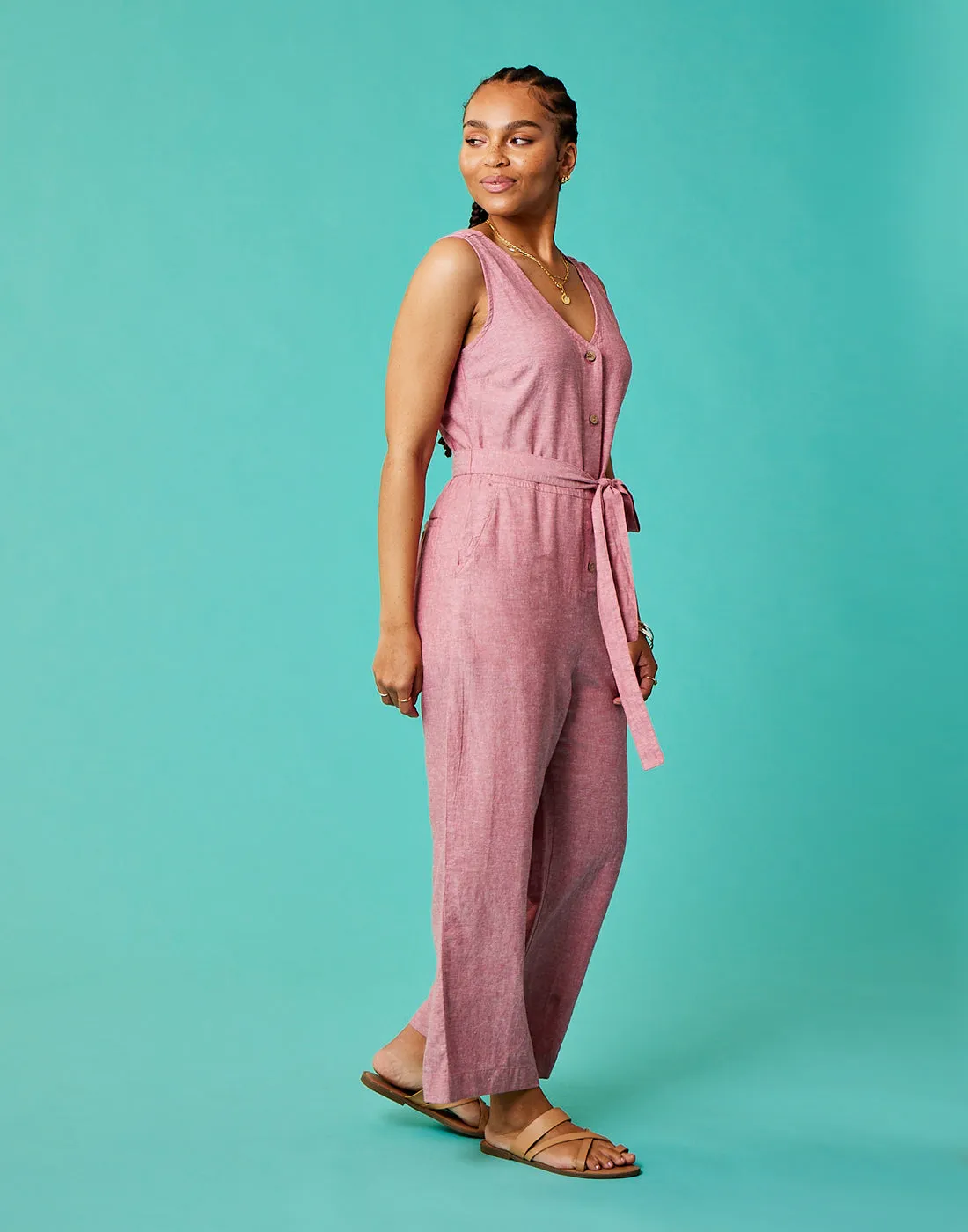 Bonfire Jumpsuit: Lt. Red Chambray