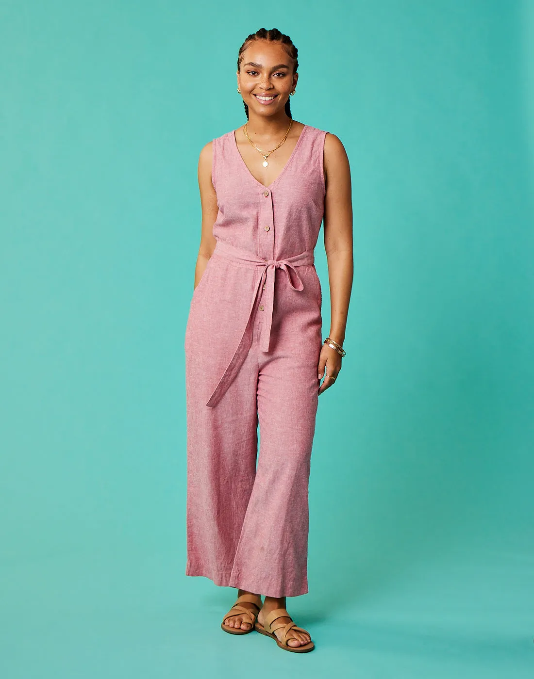 Bonfire Jumpsuit: Lt. Red Chambray