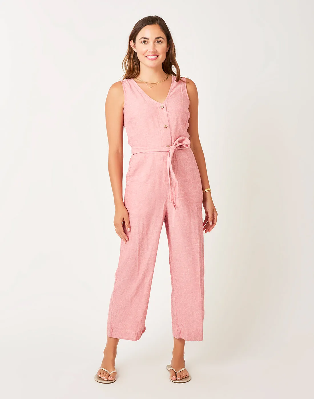 Bonfire Jumpsuit: Lt. Red Chambray