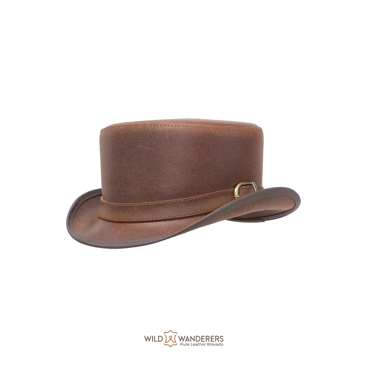 Brown Marlow Handmade Biker Top Hat