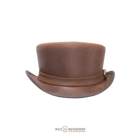 Brown Marlow Handmade Biker Top Hat