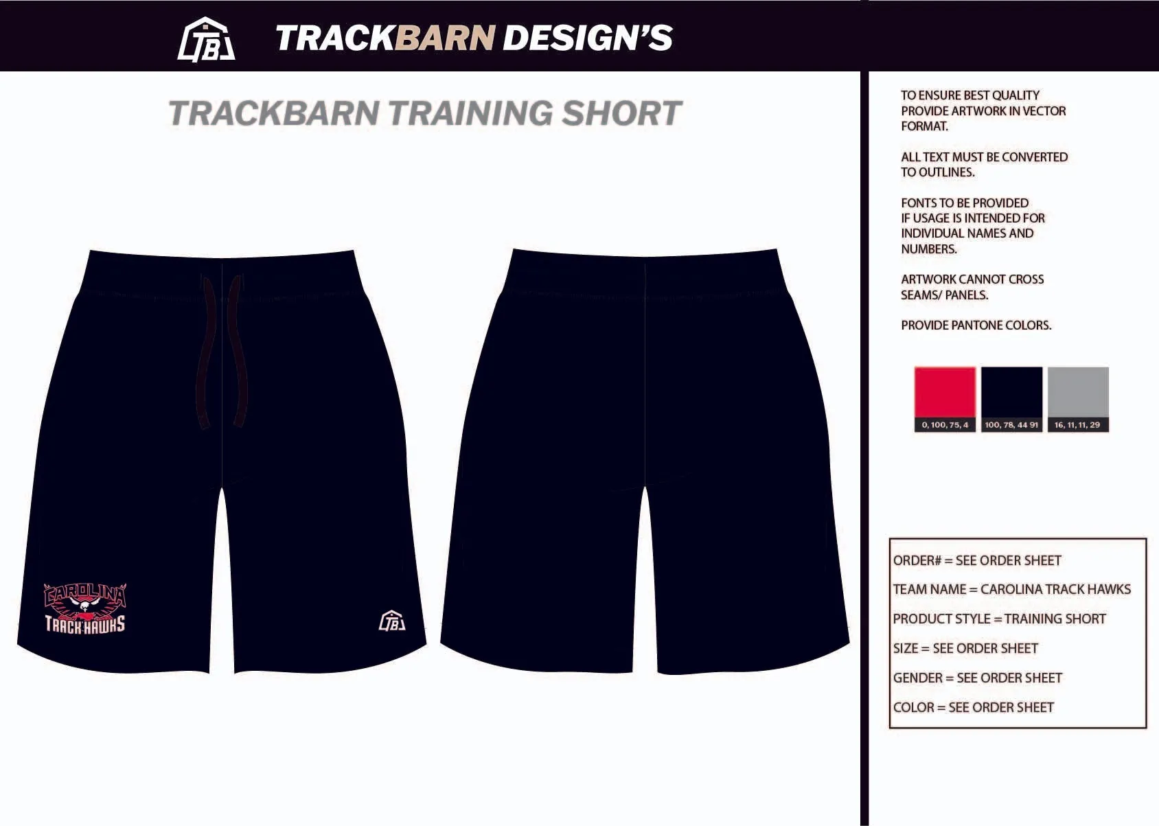 Carolina-Track-Hawks Mens Knit Shorts 9"