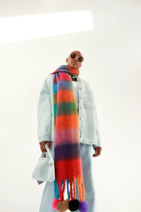 Colourblock Pom Scarf
