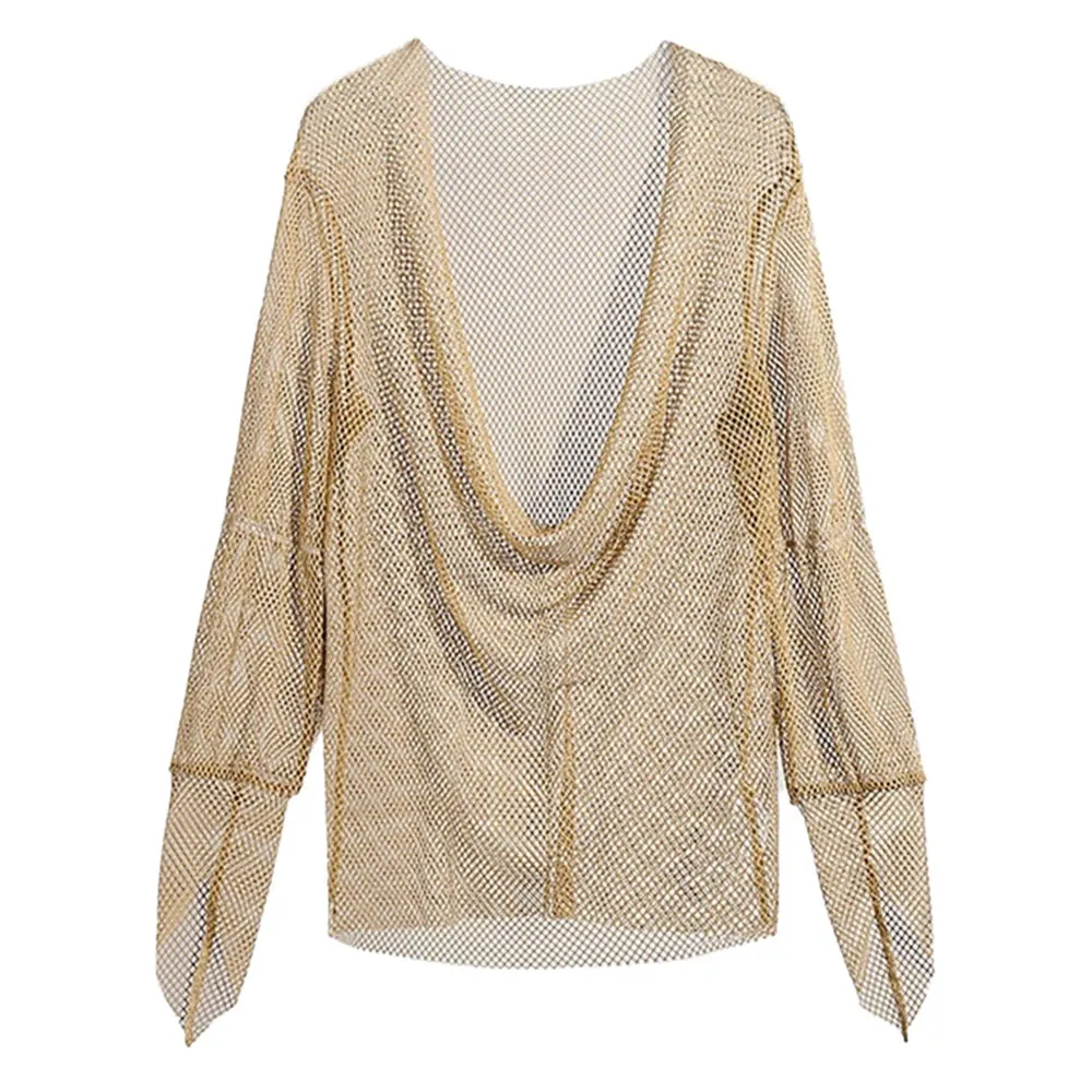 COZOK Men's Low-Cut Mesh Long-Sleeve Top