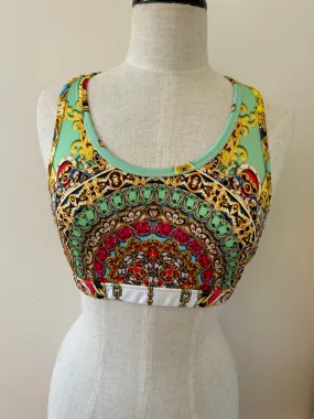 Cropped racer back top Miami multi
