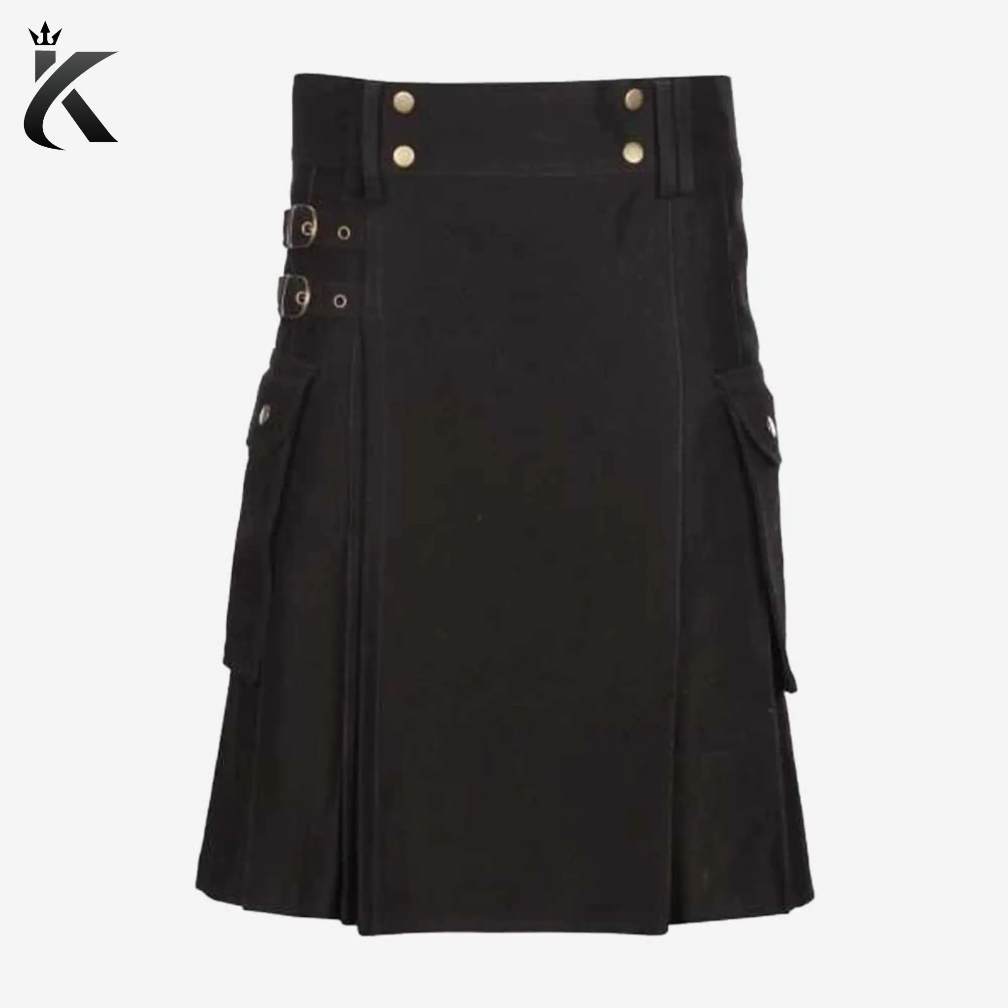Custom Handmade Traditional Black Scottish Utility Kilt - Wear Your Way