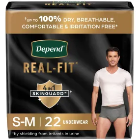 Depend Real Fit Incontinence Underwear for Men, Maximum Absorbency, Grey