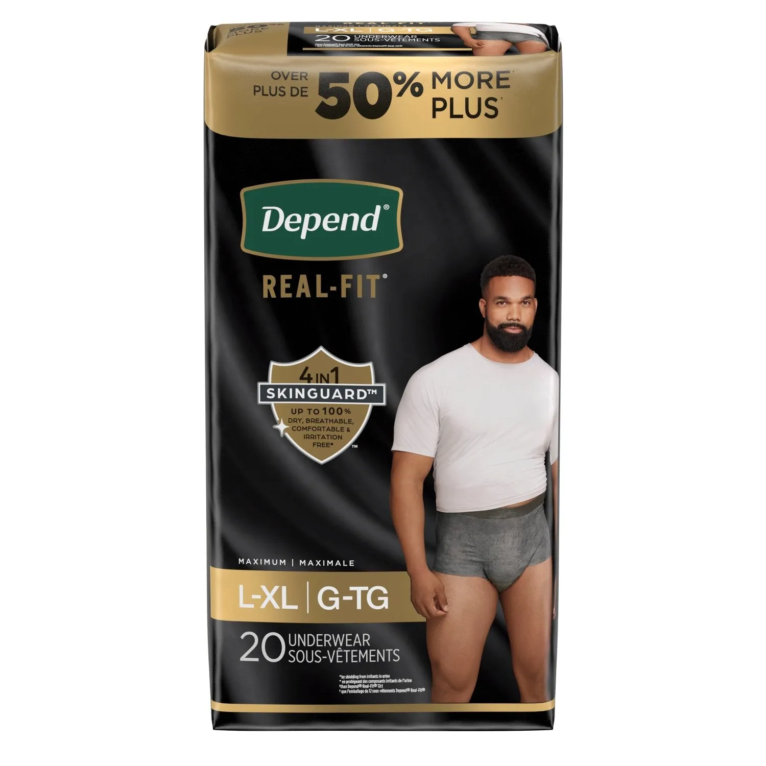 Depend Real Fit Incontinence Underwear for Men, Maximum Absorbency, Grey