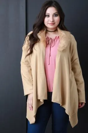 Detachable Faux Fur Collar Cardigan