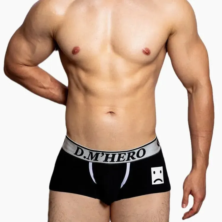 D.M Men's Underwear Low Waist Sexy Cartoon Smiley Boxers