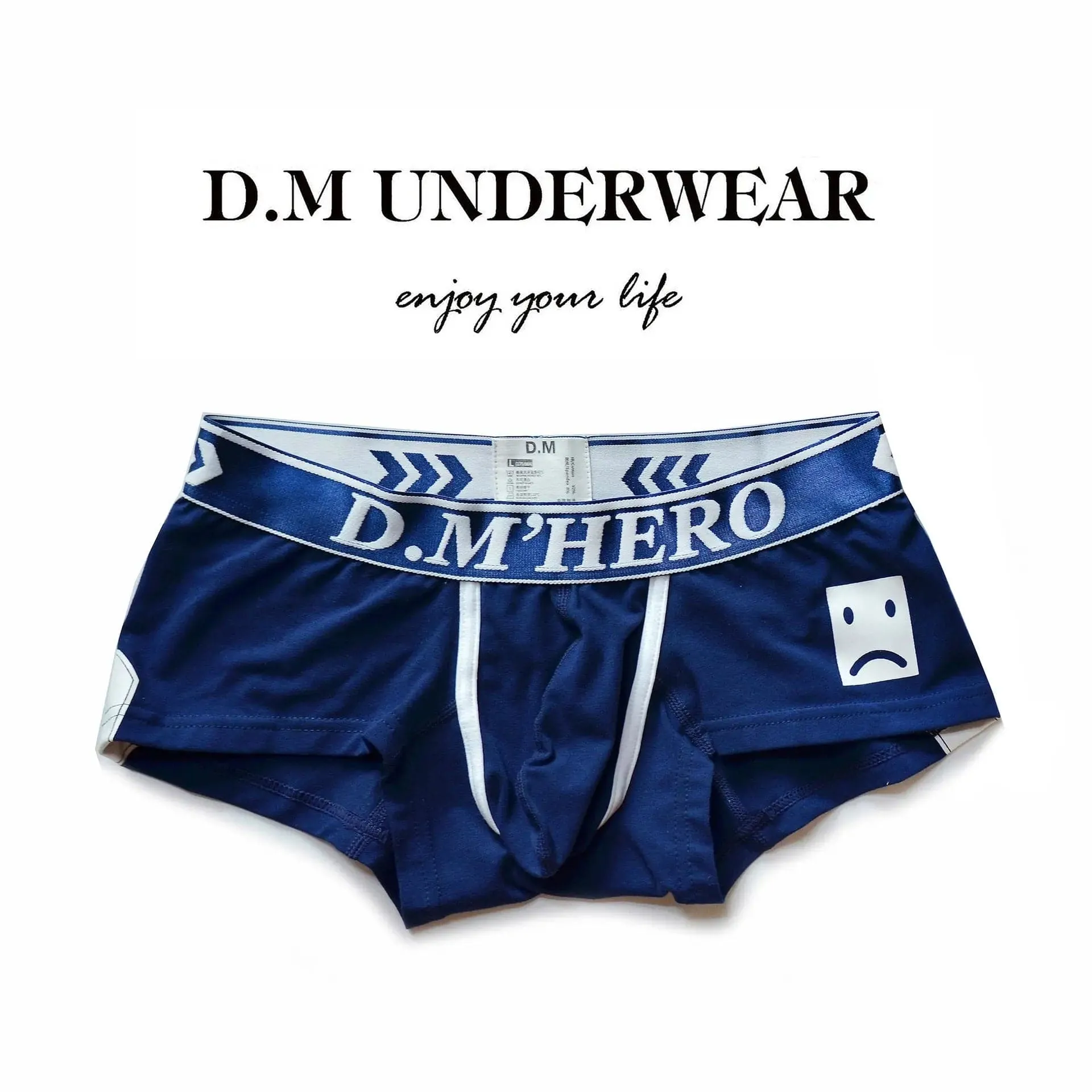 D.M Men's Underwear Low Waist Sexy Cartoon Smiley Boxers