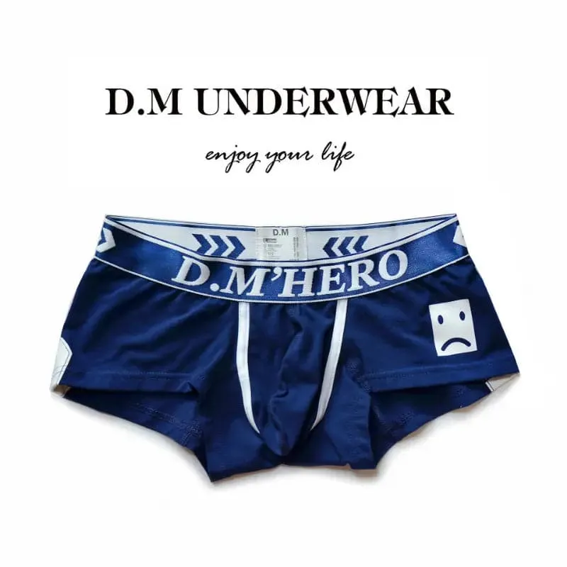 D.M Men's Underwear Low Waist Sexy Cartoon Smiley Boxers