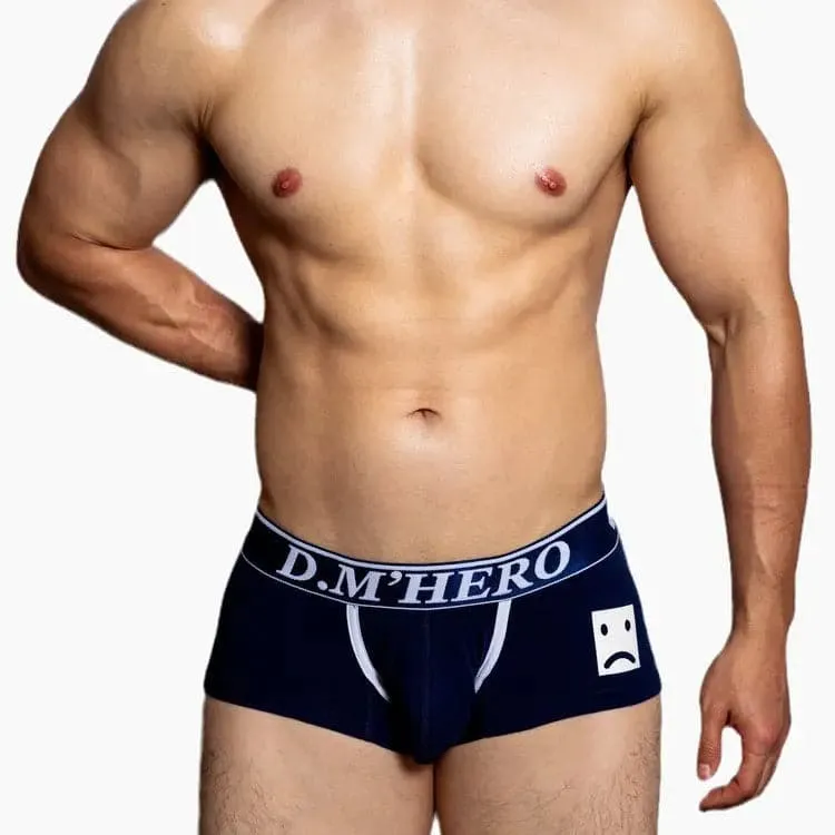 D.M Men's Underwear Low Waist Sexy Cartoon Smiley Boxers