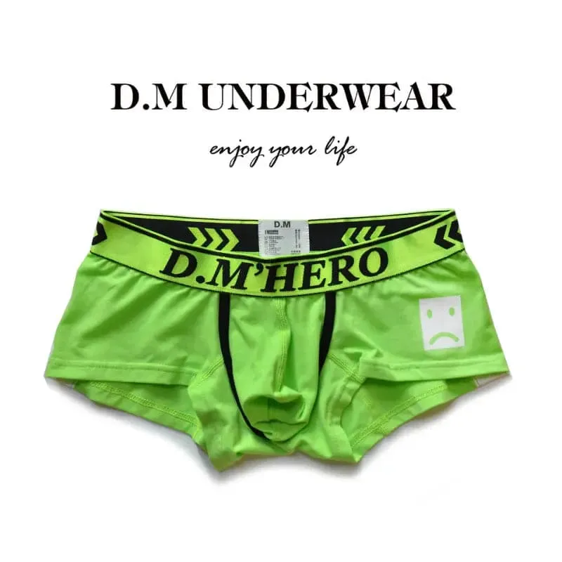 D.M Men's Underwear Low Waist Sexy Cartoon Smiley Boxers