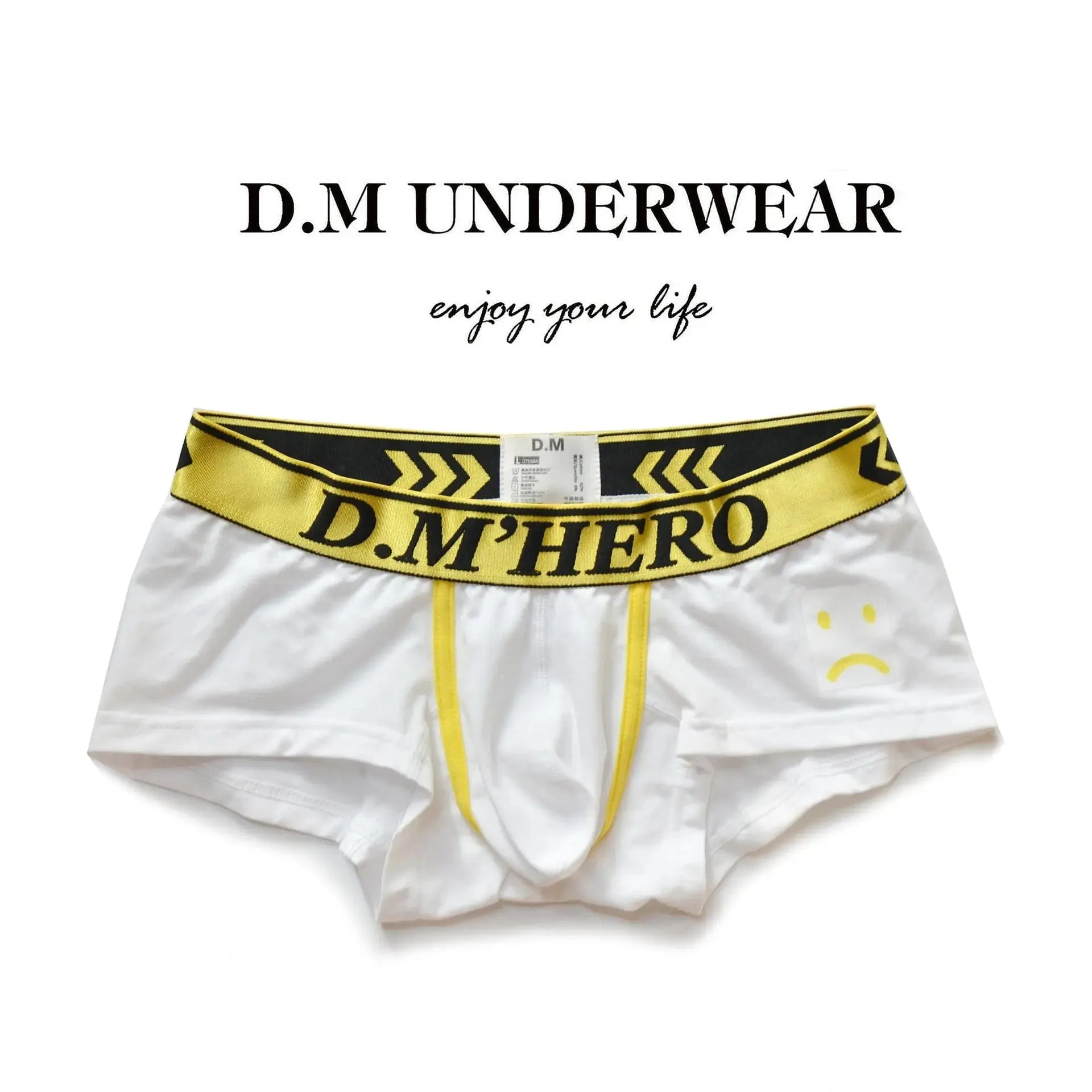 D.M Men's Underwear Low Waist Sexy Cartoon Smiley Boxers
