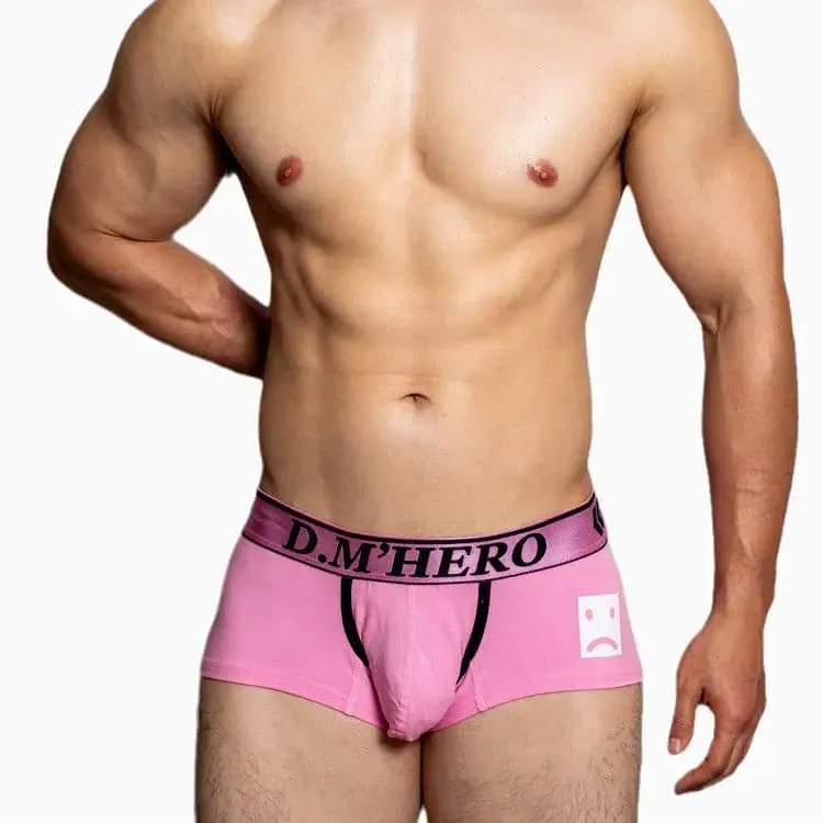 D.M Men's Underwear Low Waist Sexy Cartoon Smiley Boxers