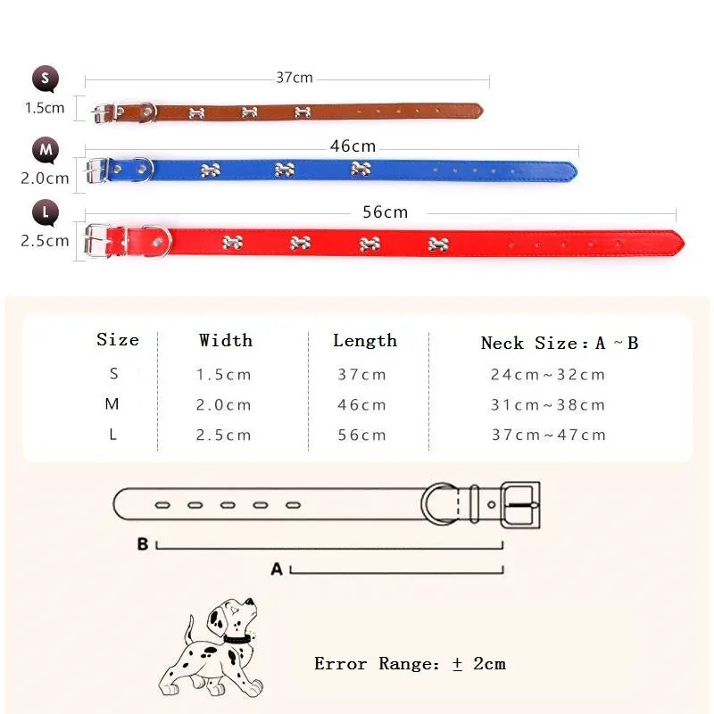 Dog's Leather Bone Collar BUY 1 GET 1 FREE