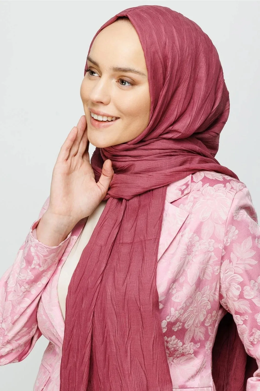 Dried Rose Pleated Bamboo Hijab